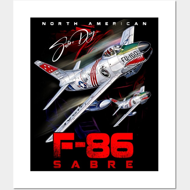 F-86 Sabre Vintage Fighter Plane Wall Art by aeroloversclothing